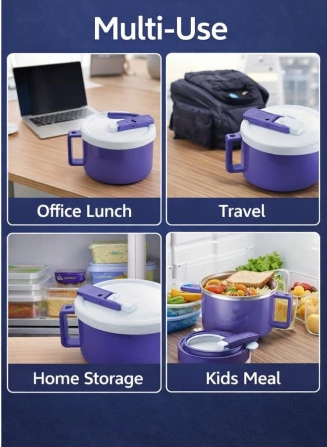 JASYXO Leak Proof Insulated Food Container with Secure Lock Lid – Double Wall Stainless Steel Thermal Bowl for Soup, Curry & Noodles – Easy Grip Handle Lunch Box for Kids & Adults - Image 4