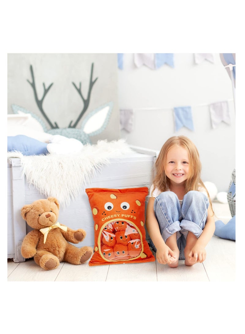 SYOSI Cute Plush Pillow Kawaii Room Decor Throw Pillow Removable Stuffed Animal Toys Fluffy Cherry Blossom Bunnies Cats Kittens Dog Dinosaur Creative Gifts for Teens Girls Kids (Orange, Puffs) - Image 5