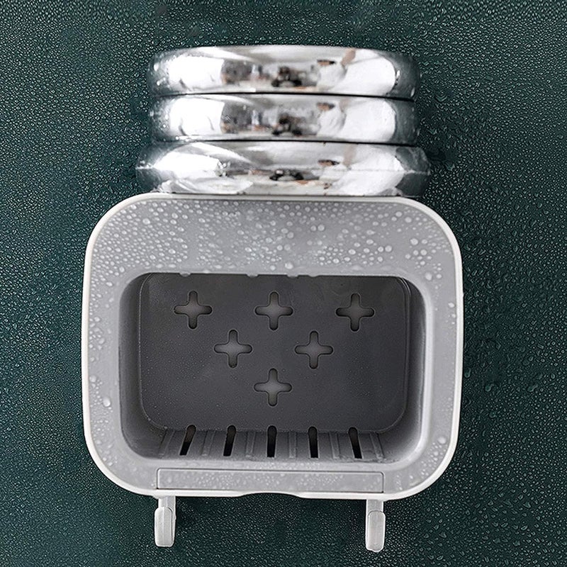 CUESVAP Soap Dish Soap Box Toilet Wall-Mounted Drain Rack with Hooks, The Double Soap Case Holder Can Be Used As a Beautiful Gift for Friends Soap Case Holder - Image 5