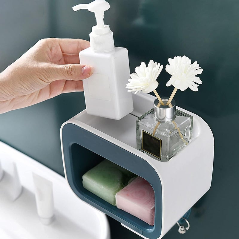 CUESVAP Soap Dish Soap Box Toilet Wall-Mounted Drain Rack with Hooks, The Double Soap Case Holder Can Be Used As a Beautiful Gift for Friends Soap Case Holder - Image 4