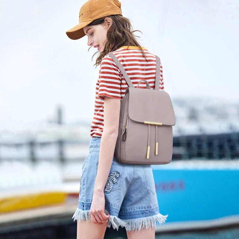 KKXIU Trendy Leather Backpack Purse for Women and Ladies Shoulder Travel Daypacks Bags (A-Pink) - Image 2