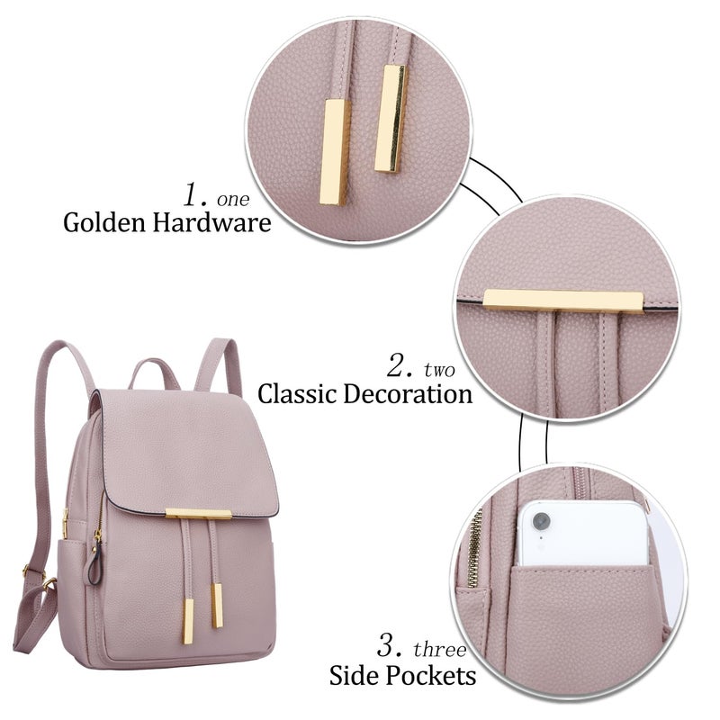 KKXIU Trendy Leather Backpack Purse for Women and Ladies Shoulder Travel Daypacks Bags (A-Pink) - Image 5