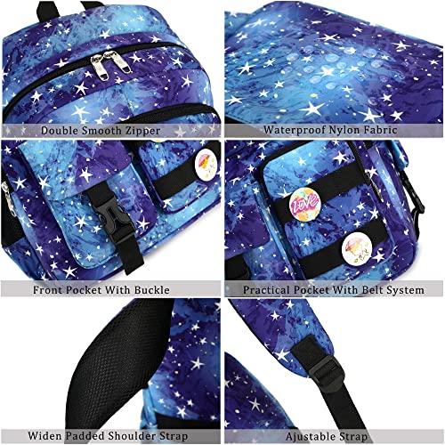 Hidds Laptop Backpacks 15.6 Inch College Backpack Elementary Middle High School Book Bag Cute Kids Bookbags Anti Theft Travel Back Pack Casual Daypack for Teens Girls Women Students (Galaxy Blue) - Image 5