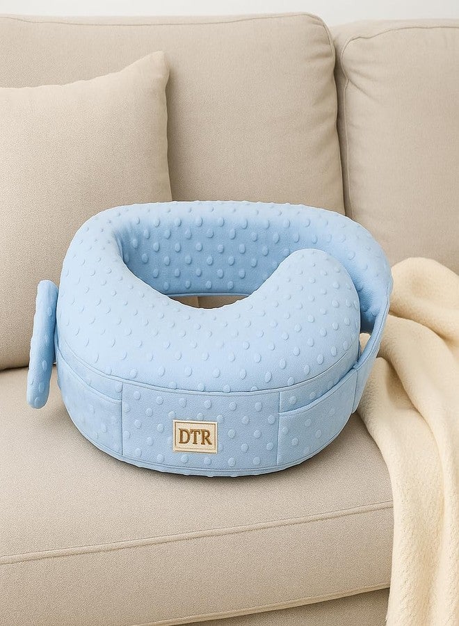 DTR Creation Sky Blue Nursing Pillow for Mom & Baby | Breastfeeding & Bottle Feeding Support | Soft Plush Washable Cover | Adjustable Strap | Multi-Use U-Shaped Cushion - Image 2