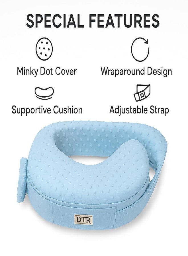 DTR Creation Sky Blue Nursing Pillow for Mom & Baby | Breastfeeding & Bottle Feeding Support | Soft Plush Washable Cover | Adjustable Strap | Multi-Use U-Shaped Cushion - Image 4