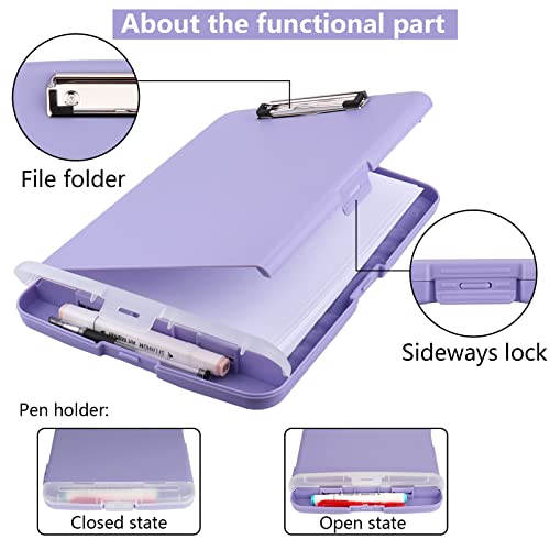 SFLHHDM Clipboard with Storage, Clip Boards 8.5x11, Plastic Clipboard with Pen Holder, Purple Clipboards, Clip Board Folder for Women Teachers Work, School & Office Supplies - Image 5