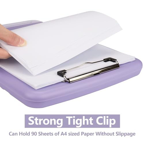 SFLHHDM Clipboard with Storage, Clip Boards 8.5x11, Plastic Clipboard with Pen Holder, Purple Clipboards, Clip Board Folder for Women Teachers Work, School & Office Supplies - Image 3