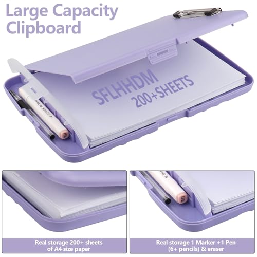 SFLHHDM Clipboard with Storage, Clip Boards 8.5x11, Plastic Clipboard with Pen Holder, Purple Clipboards, Clip Board Folder for Women Teachers Work, School & Office Supplies - Image 2