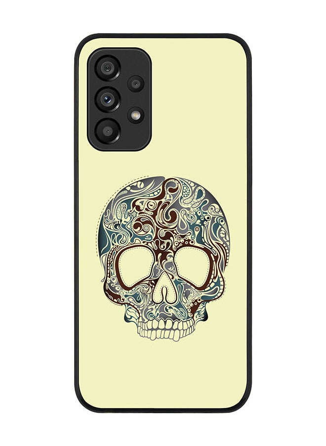 Rugged Black edge case for Samsung Galaxy A33 5G Slim fit Soft Case Flexible Rubber Edges Anti Drop TPU Gel Thin Cover - Skully Tattoo