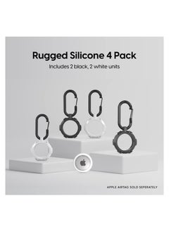 SYOSI 4 Pcs AirTag Cases, Rugged Silicone AirTag Holder with Carabiner Clip Keychain, Protective Cover for Apple AirTags for Luggage Finder, Locating Keys, Pet Collar Tracker  - Image 3