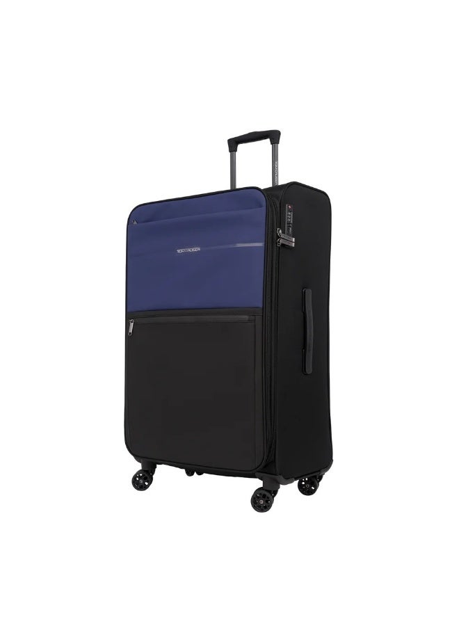 TOM CRUISER Legacy 28 Inch Soft Luggage Trolley – Blue and Black, 600D PU Leather, TSA Lock, Silent Wheels - Image 2