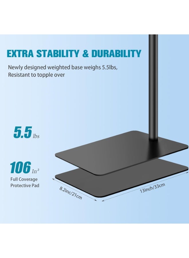 WALALLA Adjustable Height Microphone Stand with Weighted Base, Mic Floor Stand Boom Arm with Mic Accessory Tray, Microphone Clip Holder (Not Inclueded Mic) - Image 3