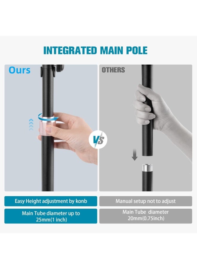 WALALLA Adjustable Height Microphone Stand with Weighted Base, Mic Floor Stand Boom Arm with Mic Accessory Tray, Microphone Clip Holder (Not Inclueded Mic) - Image 4