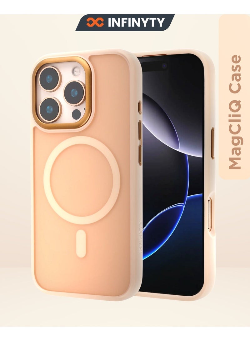لانهاية غطاء هجين غير لامع لهاتف iPhone 16 Pro Max – Modo (تيتانيوم صحراوي)، بملمس متجمد، متوافق مع MagSafe، Mil. Grade Drop-Tested، إطار كاميرا من الألمنيوم الفاخر، مقاوم للانزلاق، ومضاد للخدوش - Image 1
