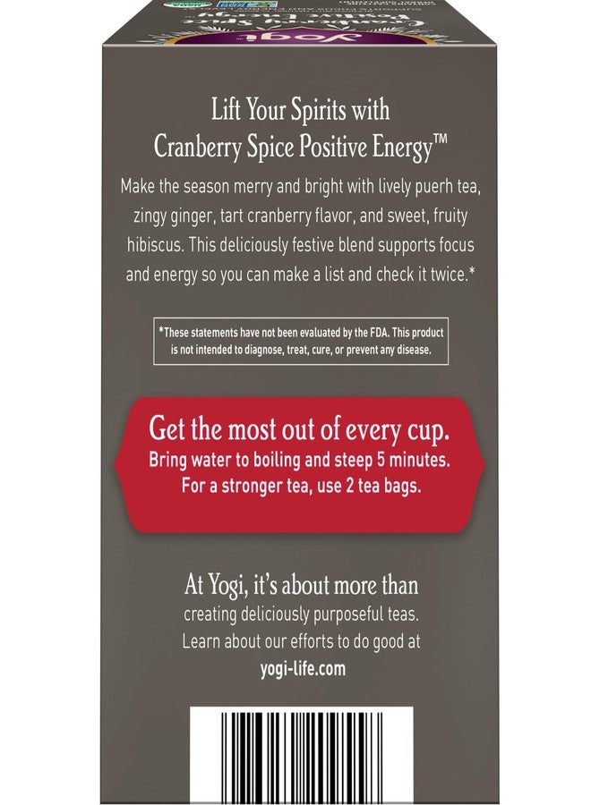 Yogi Tea Cranberry Spice Positive Energy - Organic Puerh Tea - Supports Focus & Energy - Caffeinated - Includes Cinnamon, Ginger & More - 16 Tea Bags Per Pack (4 Packs) - Image 2