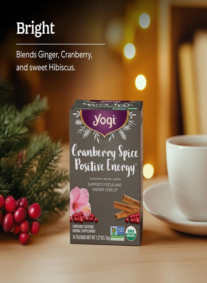 Yogi Tea Cranberry Spice Positive Energy - Organic Puerh Tea - Supports Focus & Energy - Caffeinated - Includes Cinnamon, Ginger & More - 16 Tea Bags Per Pack (4 Packs) - Image 4