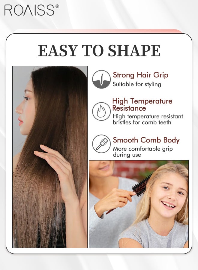 رويس مشط تصفيف الشعر ذو الذيل المدبب الاحترافي المضاد للكهرباء الساكنة من الخشب الصلب، فرشاة محمولة بشعيرات الخنزير للتجفيف بالنفخ، والتجعيد، والفرد، وزيادة الحجم بمشبك التمساح، ومشط التنظيف - Image 4