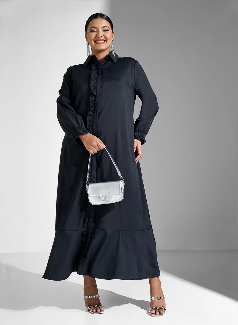 Khizana Ruffle Front Maxi Dress