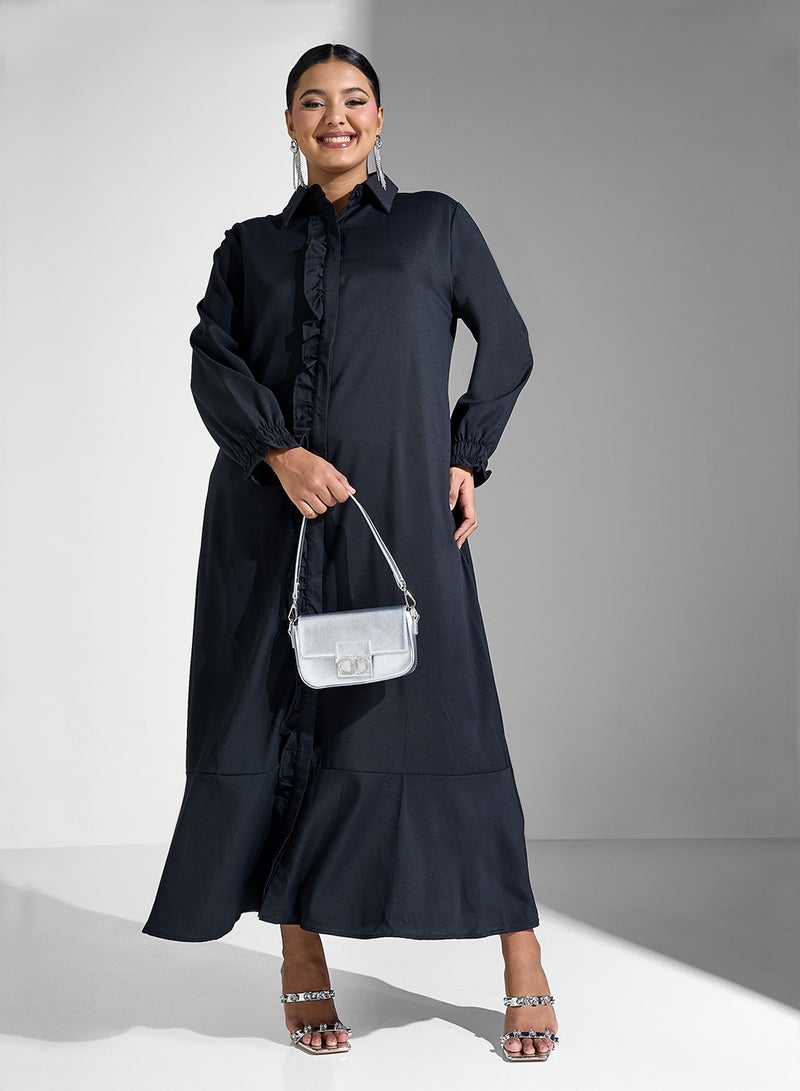 خزانة فستان ماكسي بكشكشة أمامية - Image 4