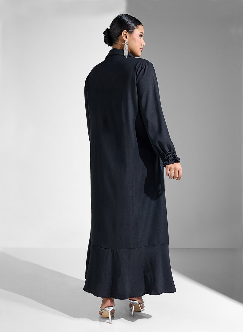 خزانة فستان ماكسي بكشكشة أمامية - Image 2