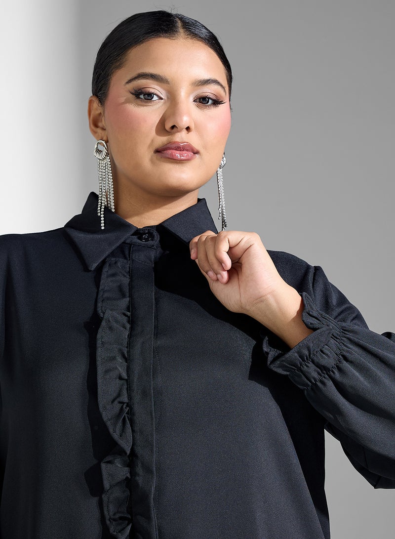 خزانة فستان ماكسي بكشكشة أمامية - Image 3