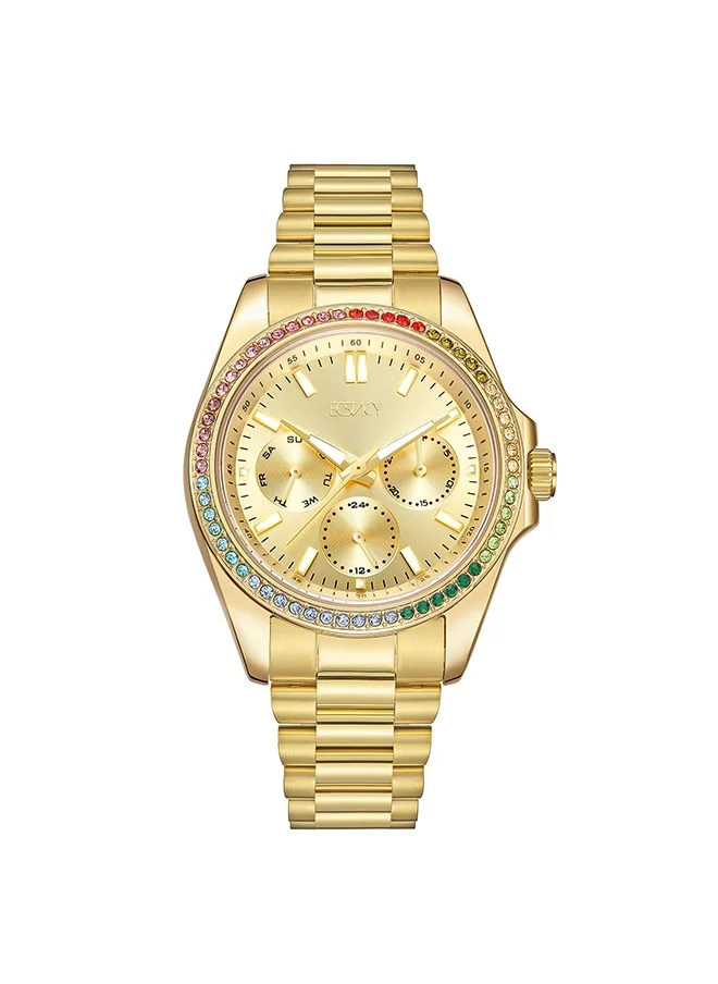 إكستاسي Ecstacy E23615-GBGC Women Multi Function Display Watch & Stainless Steel Strap Gold