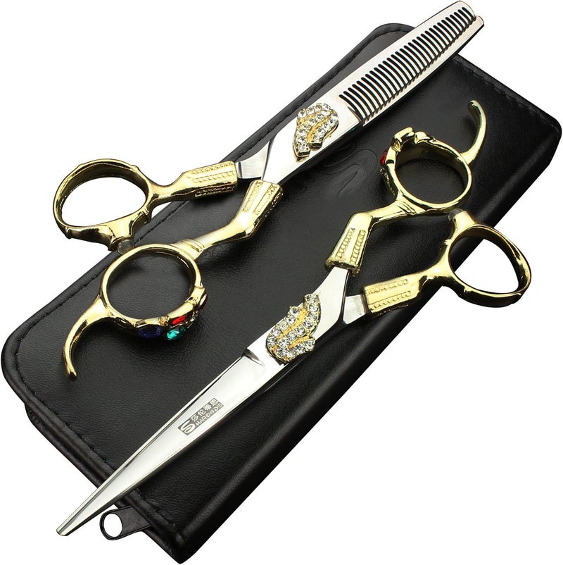 6 inch professional hairdressing scissors barber shop supplies cutting dies diamond hair scissors set for hairdresser Full set
