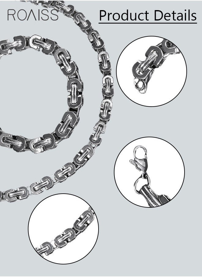 roaiss - Set of Two Steel Titanium Necklace Bracelet Set Geometric Figures Deform Proof Fade Proof Personalized and Stylish - Image 1