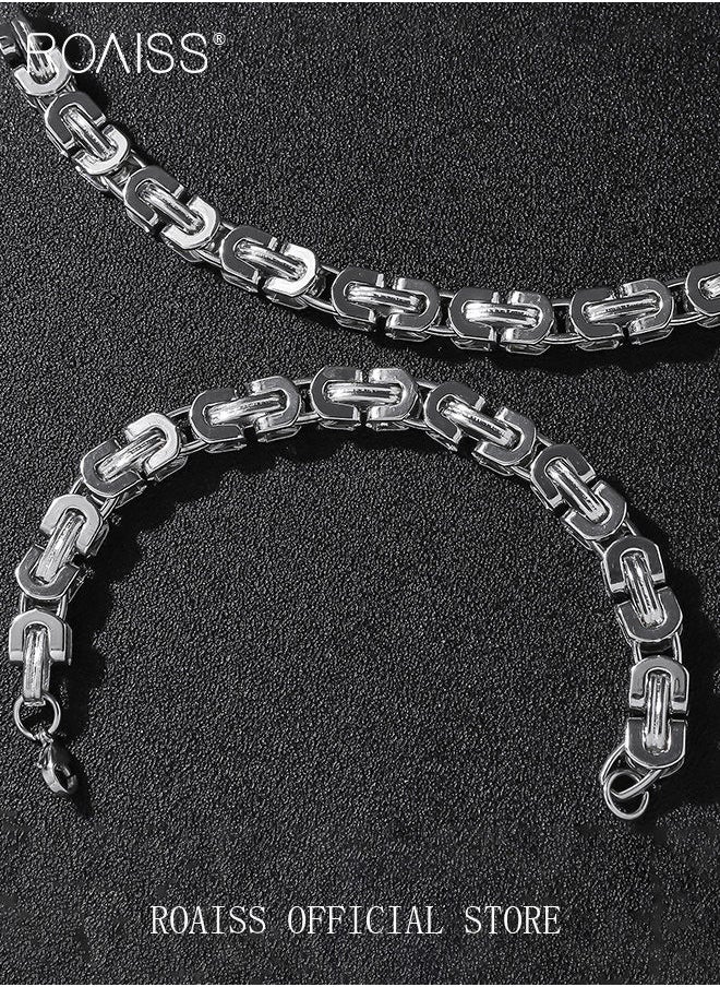 roaiss - Set of Two Steel Titanium Necklace Bracelet Set Geometric Figures Deform Proof Fade Proof Personalized and Stylish - Image 1