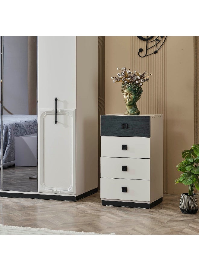 Home Box Zurich Chest of 4-Drawers in White and Black - Image 1