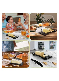 SYOSI Butter Dish with Lid Knife Spreader, Butter Forks Set BPA-Free Plastic Butter Tray Container with Lid for Countertop Black Butter Dish for Refrigerator Camping Dishwasher Freezer Safe  - Image 2