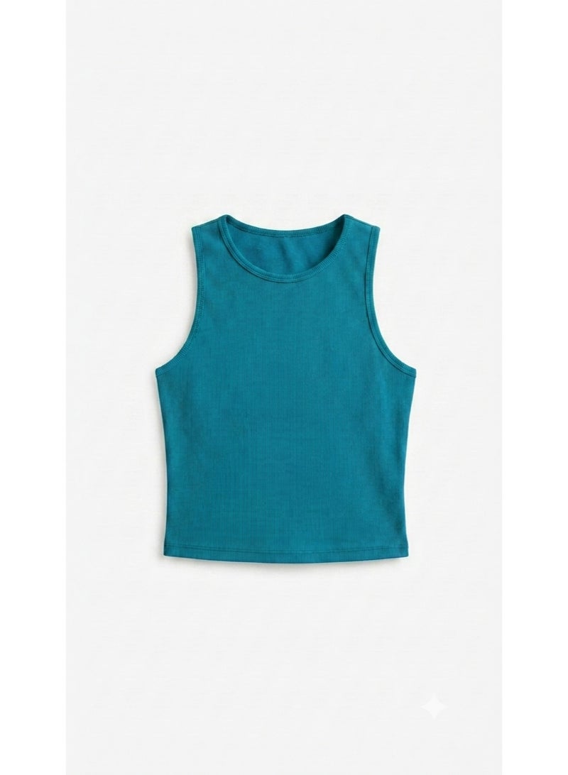 Women's Basic Cotton Rib Crop Top – Sleeveless Everyday Essential – One Size - Image 1