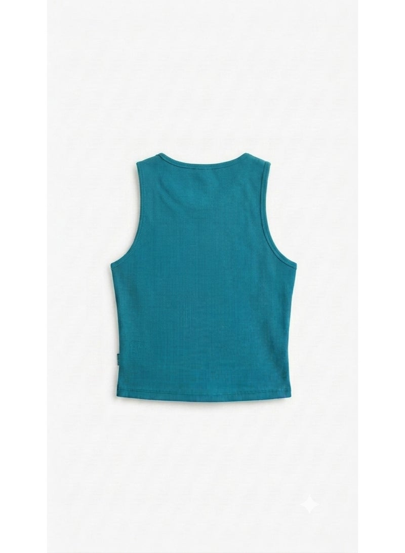 Women's Basic Cotton Rib Crop Top – Sleeveless Everyday Essential – One Size - Image 2