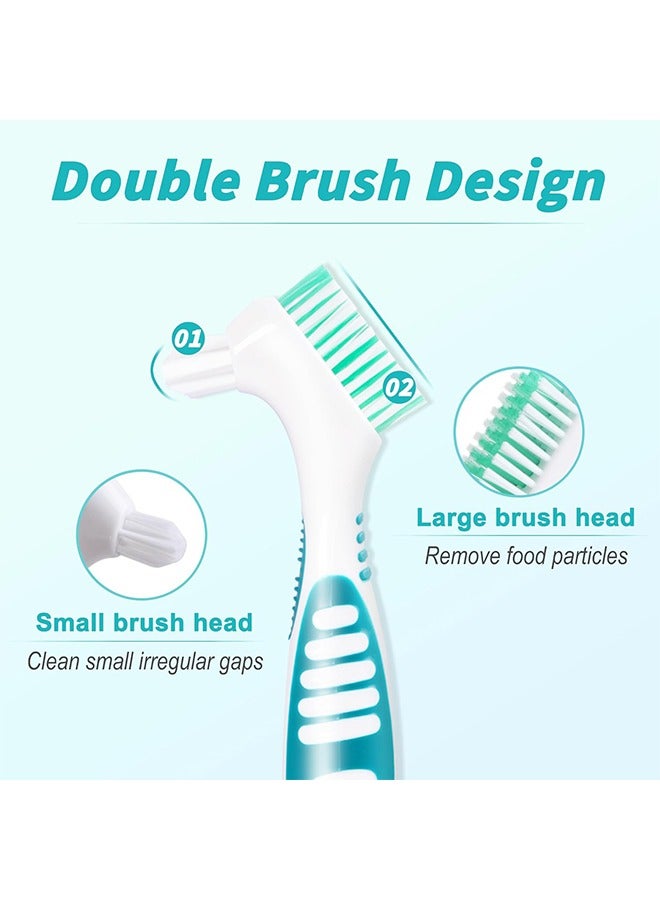 Generic 6Pcs Denture Brush Set, Denture Toothbrushes with Double Sided Design, Denture Cleaning Brush with Multi-Layered Soft Bristles and Rubber i-Slip Handle  - Image 2