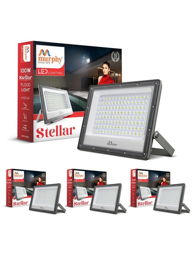 Murphy Stellar 100W LED Flood Light with 2-Year Warranty | Cool White | High Brightness Outdoor LED for Security, Landscape, Warehouse, Backyard| IP66 Waterproof | BIS Approved - Pack of 4 - Image 1