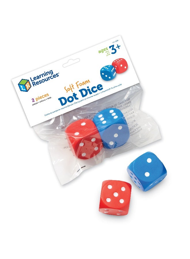 Learning Resources Giant Foam Dot Dice (Set Of 2, 13Cm, Black/White, Ages 3+) - Image 1
