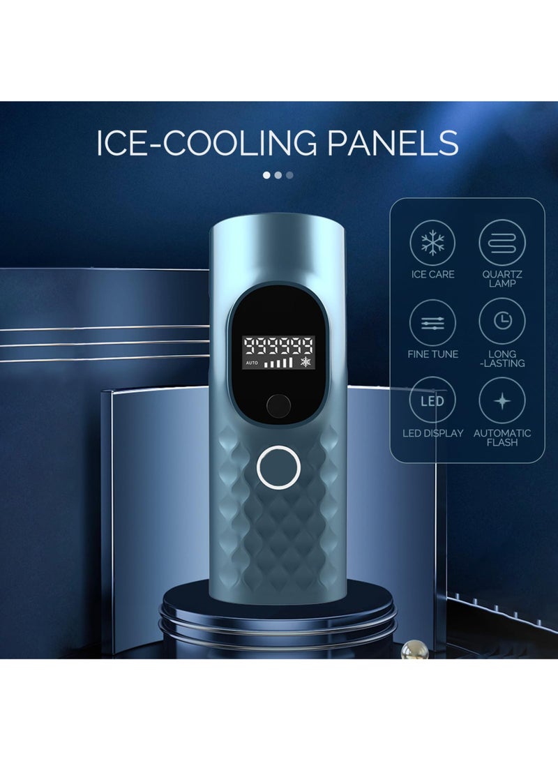 إزالة الشعر بالليزر للنساء والرجال - جهاز إزالة الشعر الدائم بدون ألم بتقنية التبريد بالثلج IPL مع ماكينة حلاقة ونظارات واقية، 999,999 ومضة للجسم والوجه، سلكي - Image 2