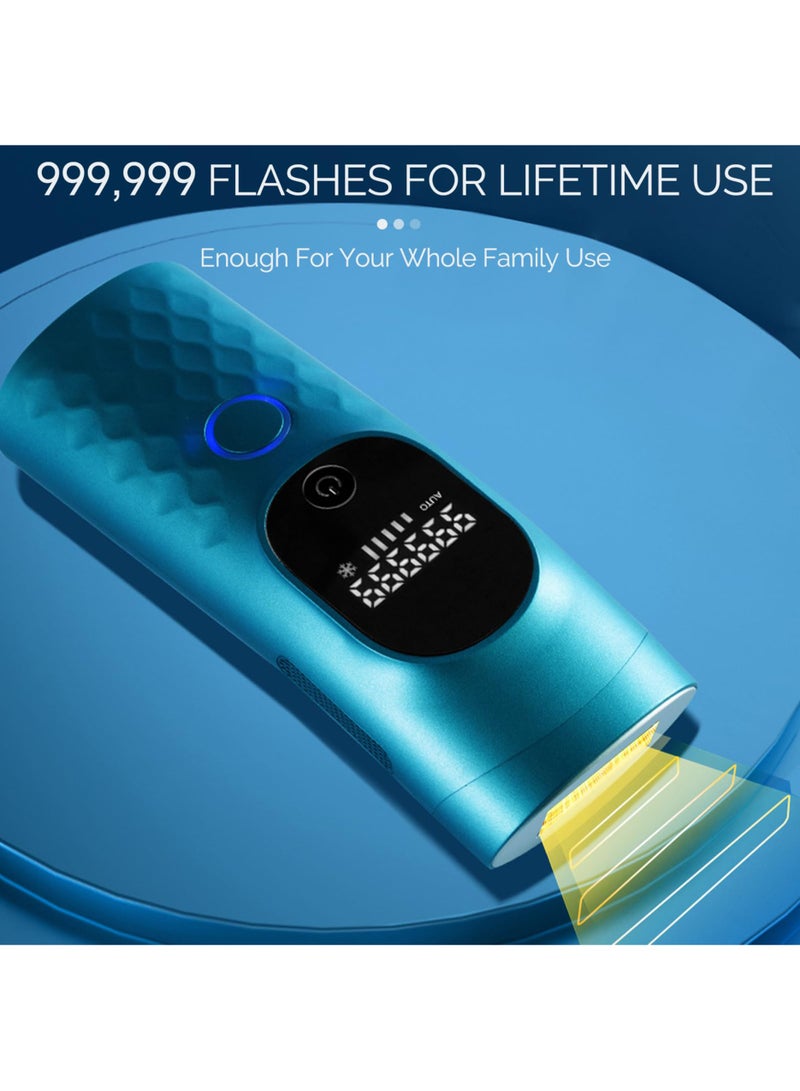 إزالة الشعر بالليزر للنساء والرجال - جهاز إزالة الشعر الدائم بدون ألم بتقنية التبريد بالثلج IPL مع ماكينة حلاقة ونظارات واقية، 999,999 ومضة للجسم والوجه، سلكي - Image 5