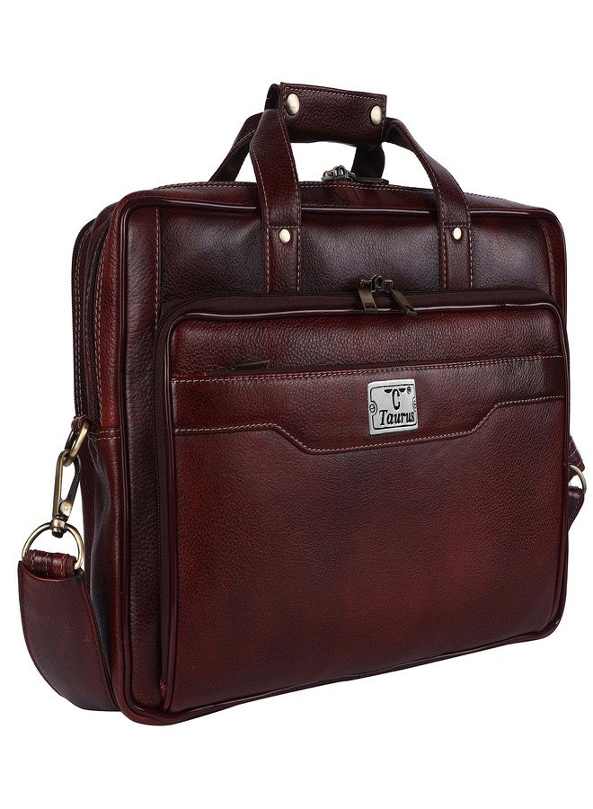 TAURUS Stylish Genuine Leather 16 Inch Laptop Messenger Bag For Office Use (BROWN) - Image 1