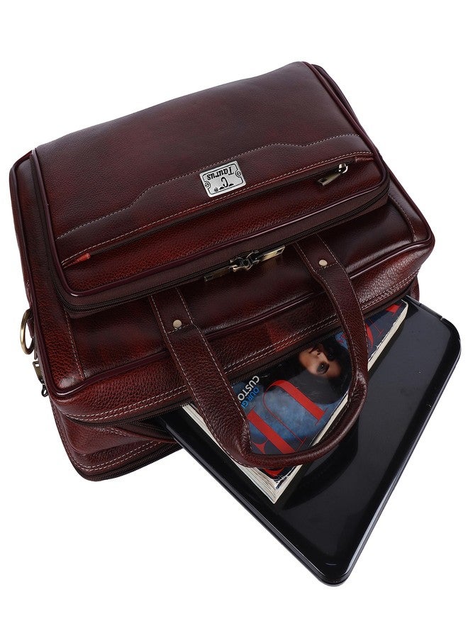 TAURUS Stylish Genuine Leather 16 Inch Laptop Messenger Bag For Office Use (BROWN) - Image 5