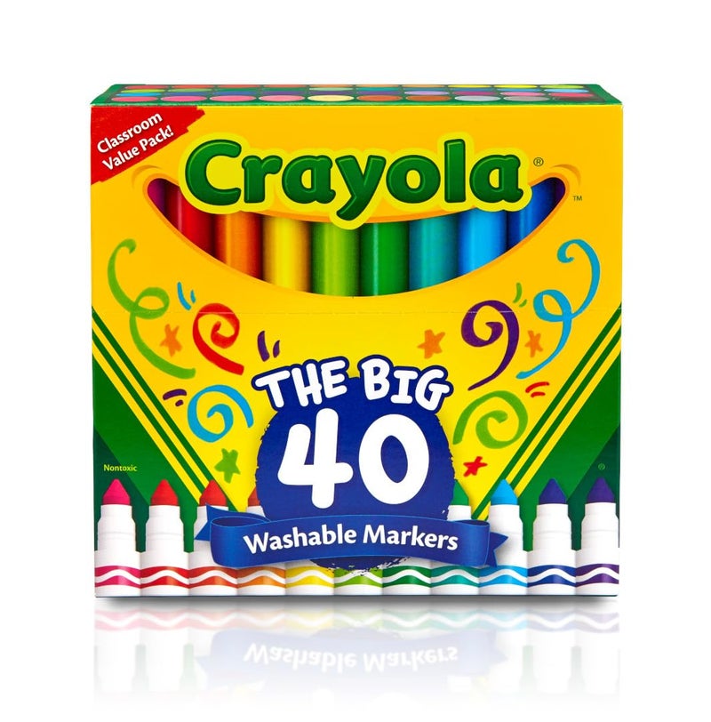 Crayola Ultra Clean Washable Markers (40ct), Colored Markers for Kids, Coloring Book Marker Set, Stocking Stuffers for Kids, Christmas & Holiday Gifts, Ages 3+ - Image 2