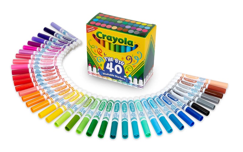 Crayola Ultra Clean Washable Markers (40ct), Colored Markers for Kids, Coloring Book Marker Set, Stocking Stuffers for Kids, Christmas & Holiday Gifts, Ages 3+ - Image 1