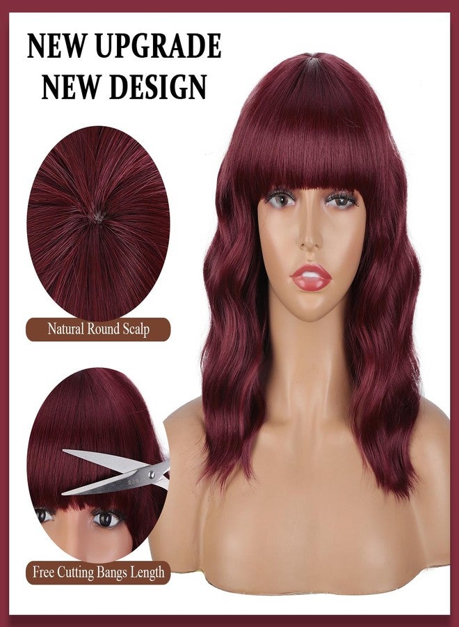 إنترانسد ستايلز شعر مستعار أحمر داكن من ENTRANCED STYLES مع غرة، شعر قصير بوب بطول الكتف 14 بوصة، شعر مستعار صناعي مقاوم للحرارة، مناسب للتنكر والاستخدام اليومي في الحفلات - Image 2