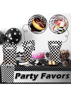 Chinco 50 Pieces Black And White Checkered Bags Race Car Theme Party Favors Race Car Themed Candy Bags Black And White Race Cars Goodie Bags Race Car Theme Party Decorations For Race Birthday Party Supplies  - Image 5