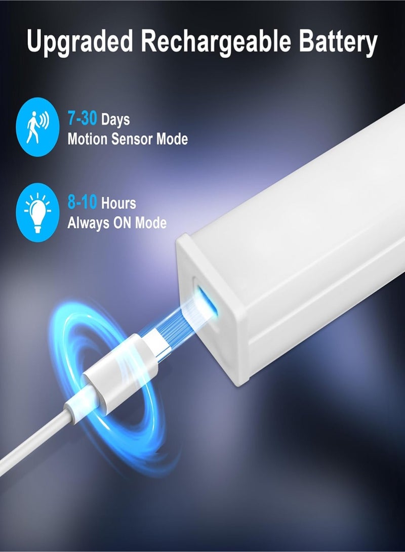 2x Led Lamp With Motion Sensor Tri-Colour Lights Type-C Charging, 20cm, Human Body Sensor - Magnetic Installation - Rechargeable Night Light for Kitchen, Staircase, Bedroom, Drawer  - Image 4