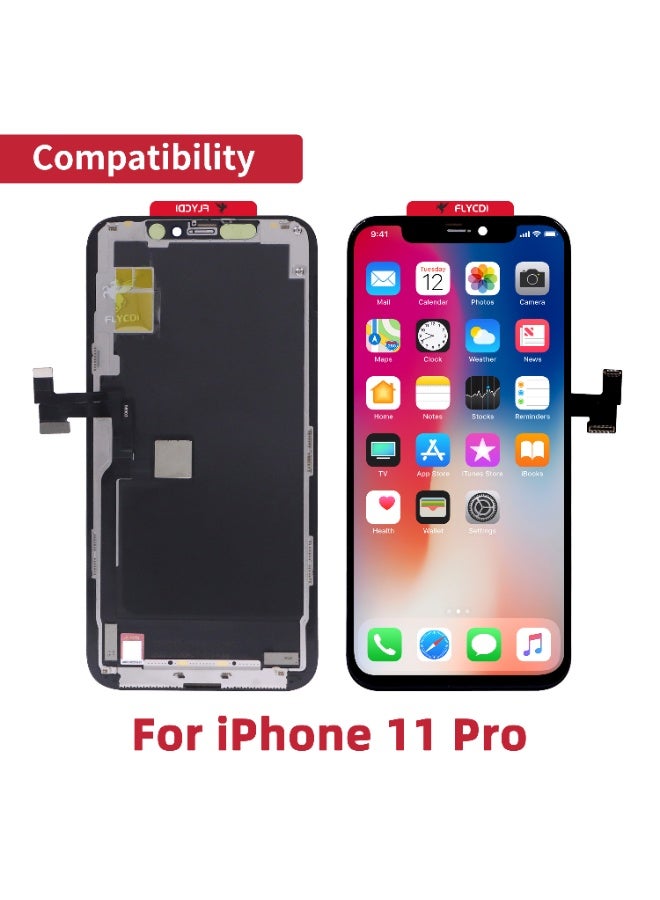 FLYCDI for iPhone 11 Pro Screen Replacement Kit Black Display 3D Touch Digitizer Assembly 5.8 inch with Repair Tool, compatible with Model A2160, A2217,A2215 - Image 2