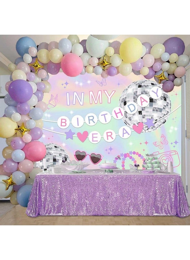 sensfun Sensfun In My Birthday Era Banner Music Birthday Decorations Backdrop Singer Superstar Girls Birthday Banner Disco Ball Friendship Bracelet Birthday Party Decorations Photo Booth Props 70.9"x47.2" - Image 2