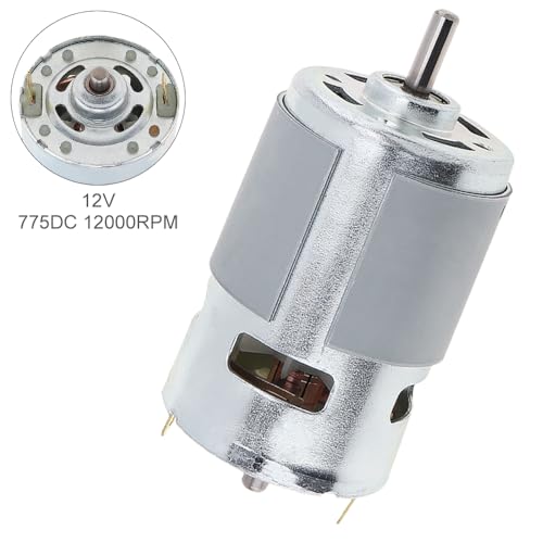 ChgImposs 775 DC Motor 12V 12000RPM High-Speed Large Torque Motor for Small Drill Micro Machine/DIY Model Car with Ball Bearing, Fan Blades, 775 DC Motor - Image 3