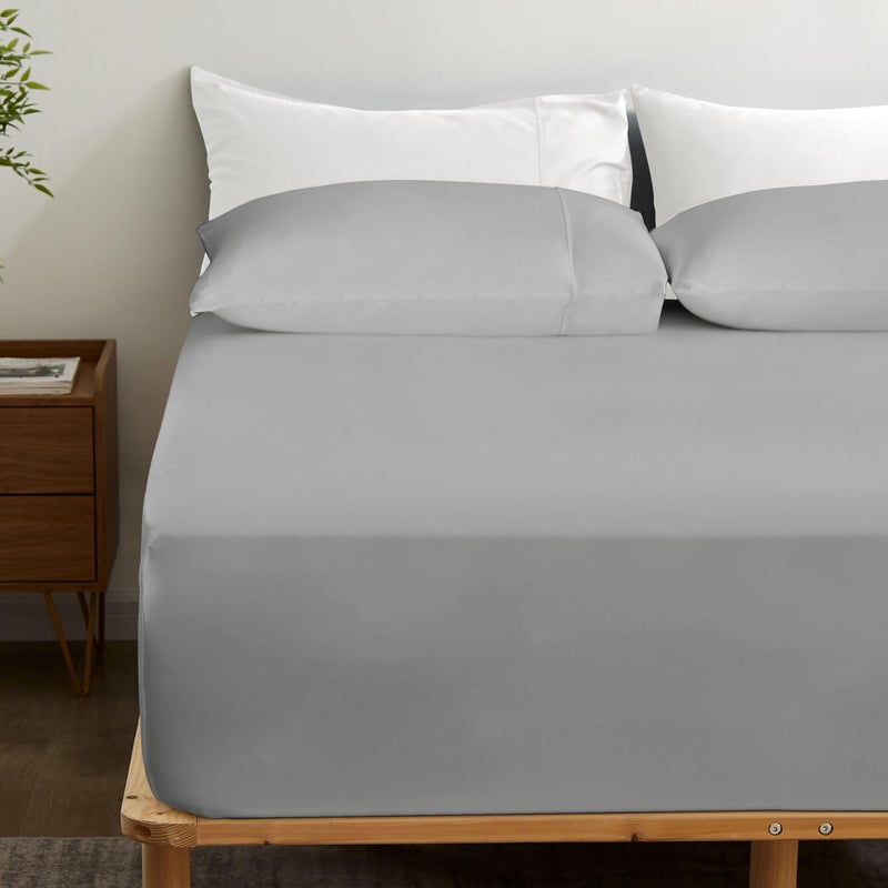 GOKOTTA Bamboo Rayon Fitted Sheet and Pillow Cases  Super Soft Cooling Fitted Sheet with 4 Elastic Corner Straps - 16"" Pocket Fitted Sheet Queen Set Stay Put for Mattress - Image 1