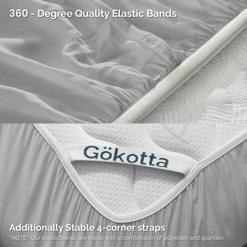 GOKOTTA Bamboo Rayon Fitted Sheet and Pillow Cases  Super Soft Cooling Fitted Sheet with 4 Elastic Corner Straps - 16"" Pocket Fitted Sheet Queen Set Stay Put for Mattress - Image 5